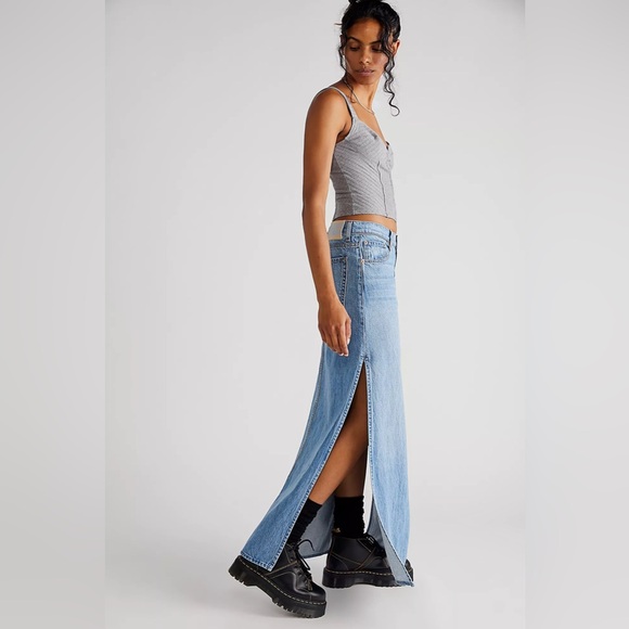 MOTHER Snacks! The Fun Dip Slice Maxi Skirt in Nothing Else...